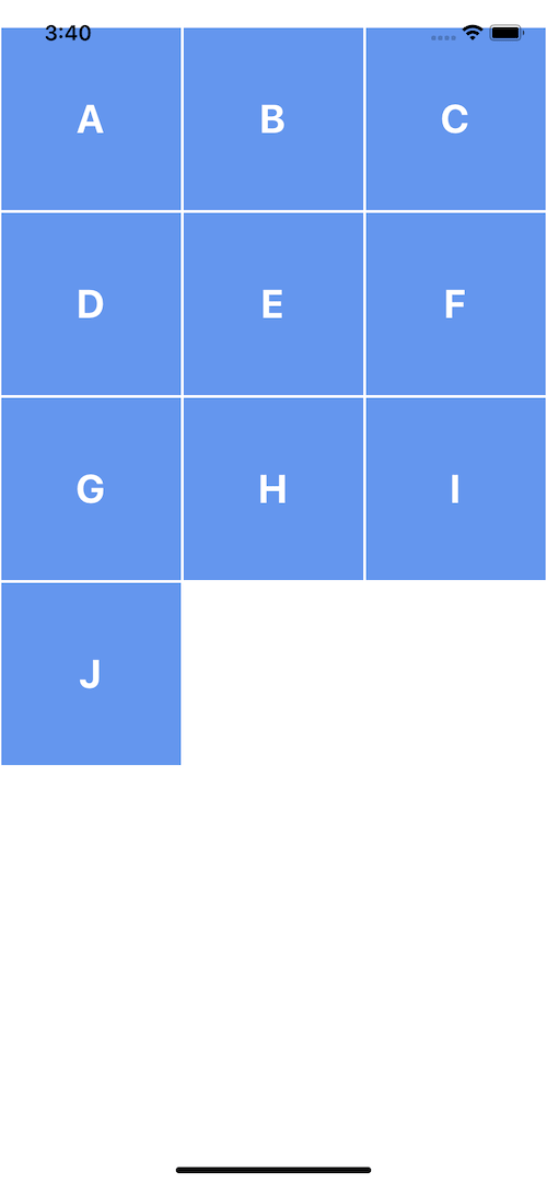 React native template. FlatList Grid