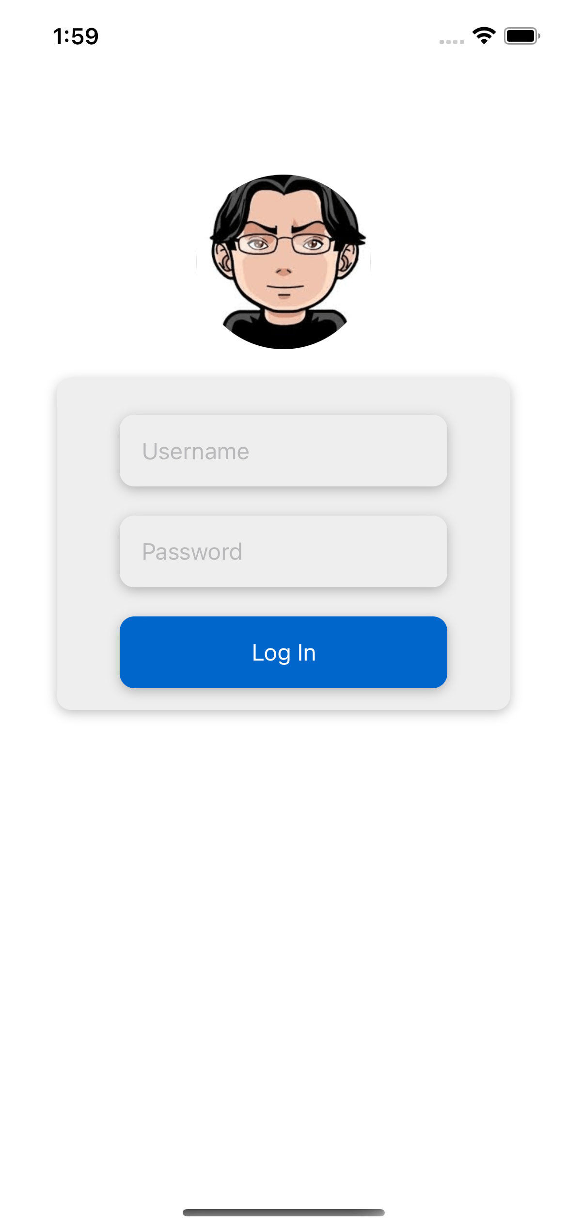 React native template. Neumorphism style login